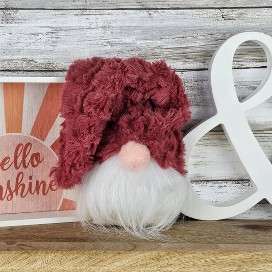 Gnome -fluffy maroon red